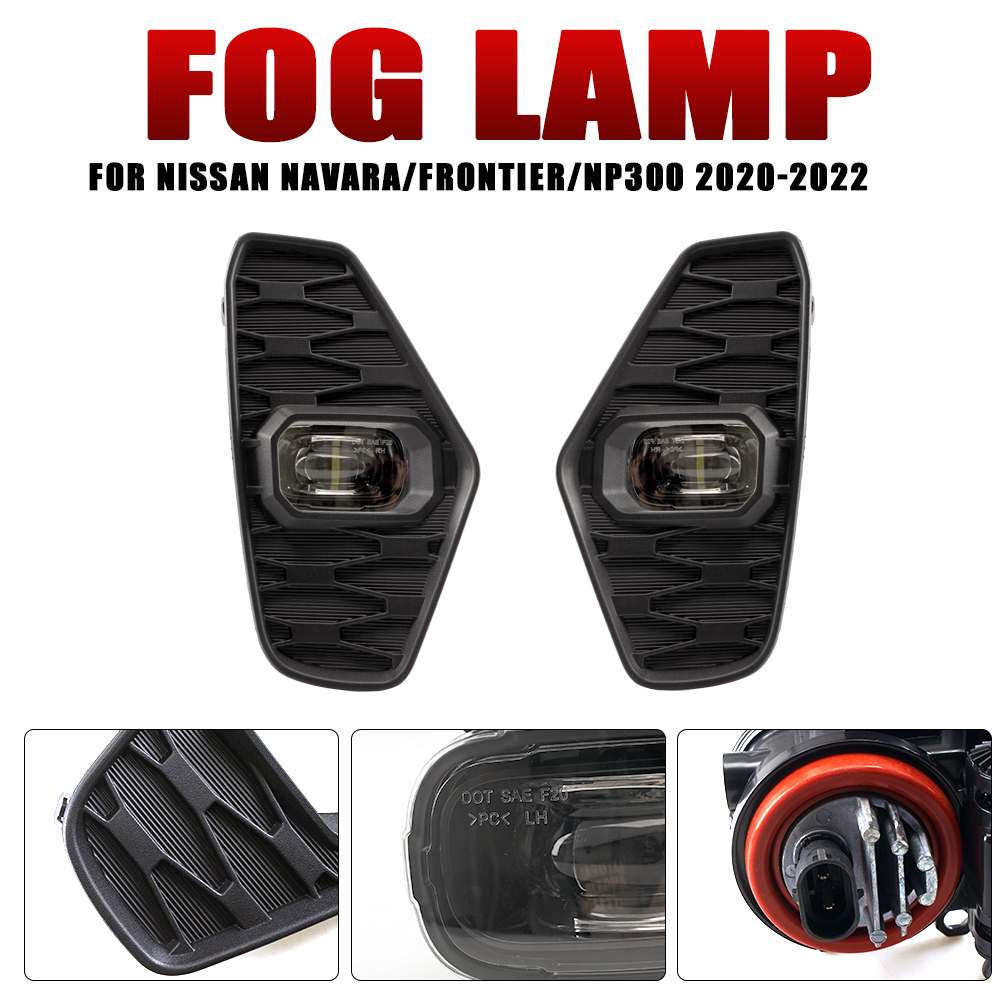 Front Bumper Fog Lamp Upgrade Kit FOR Nissan Navara FRONTIER NP300 2020-2022 Version Additional Foglight Set Switch + Wiring