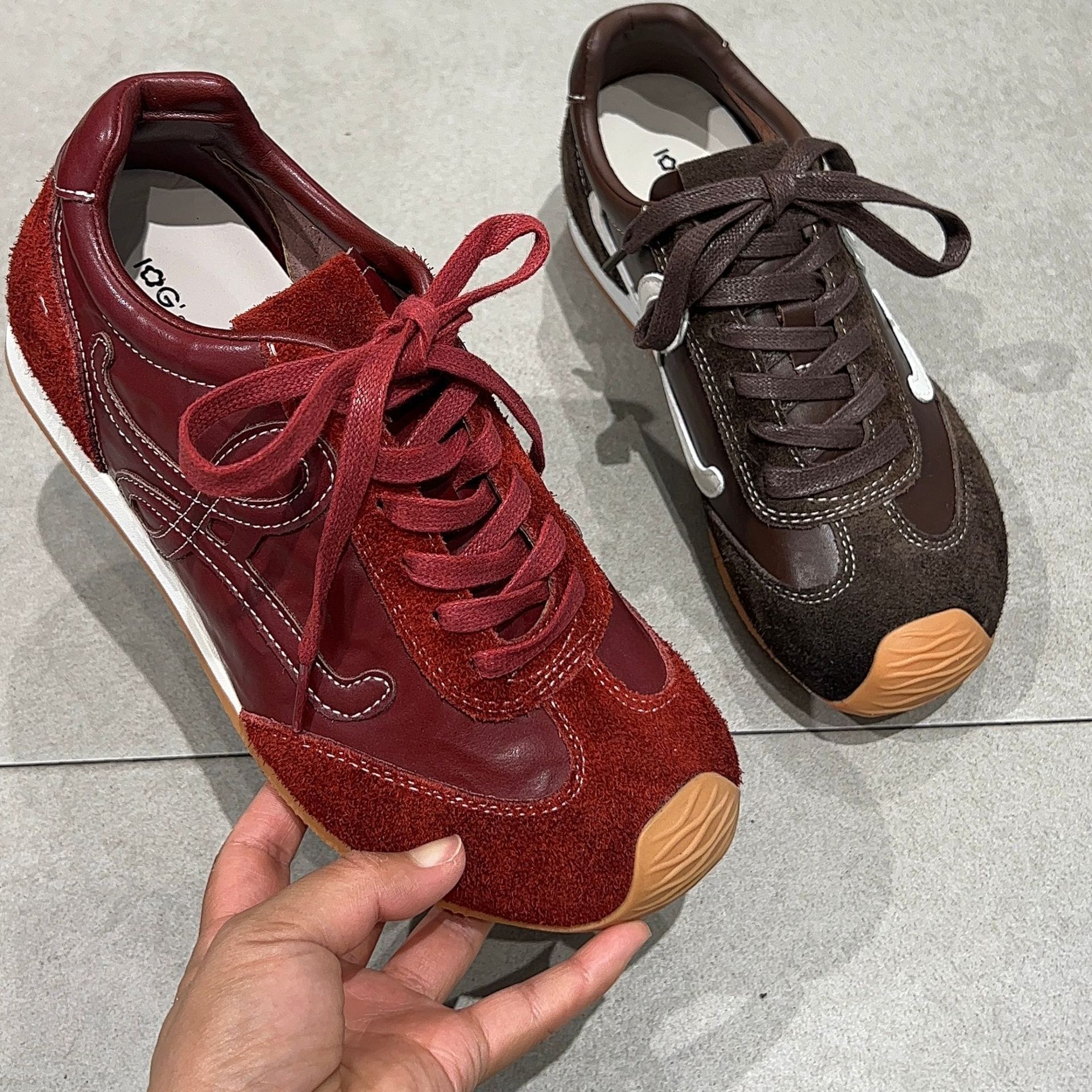 2025 new designer comfortable cowhide sports running dad shoes with invisible height increase