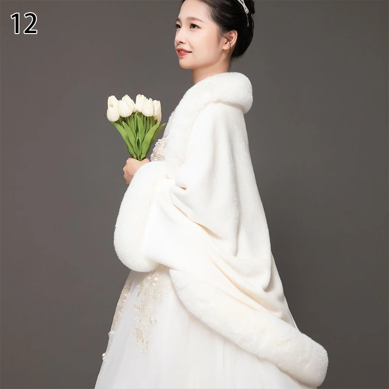 Autumn Winter Faux Fur Shawl Scarves Lady Plush Scarf Stole Cover Up For Wedding Party Bridal Fur Shrug Shawl Wrap Cape 250928