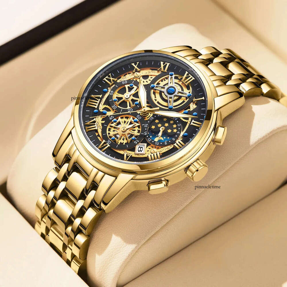 LIGE New Fashion Business Quartz Chronograph Light Men's Multi functional Calendar Watch