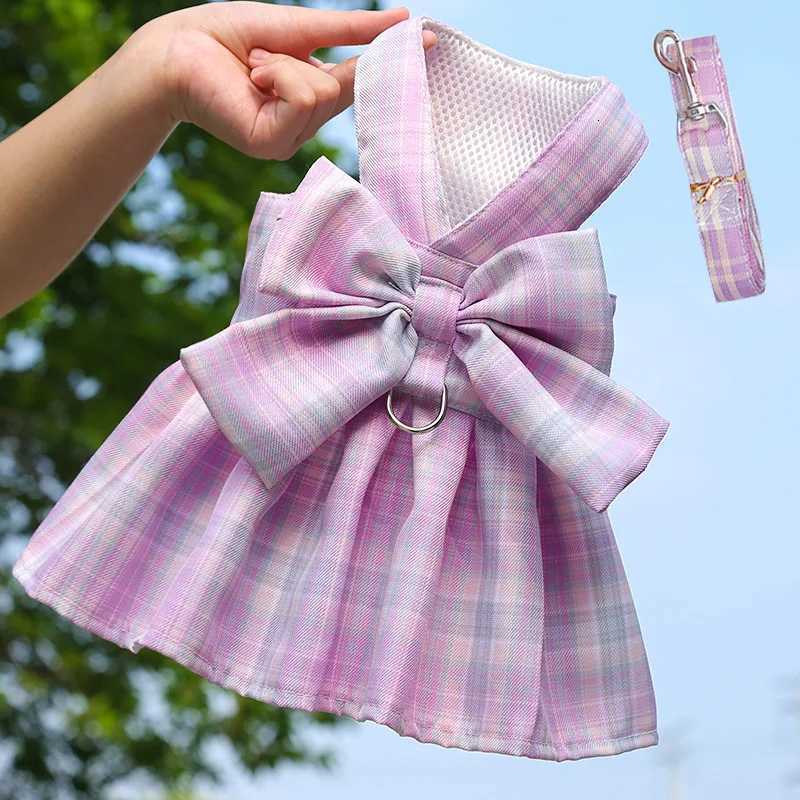 Dog Collar Skirt Bow Pet Harness With Breast Strap Traction Rope Dog Clothes For Small Dogs Cat Leash Princess Tutu Skirt Dress X250928