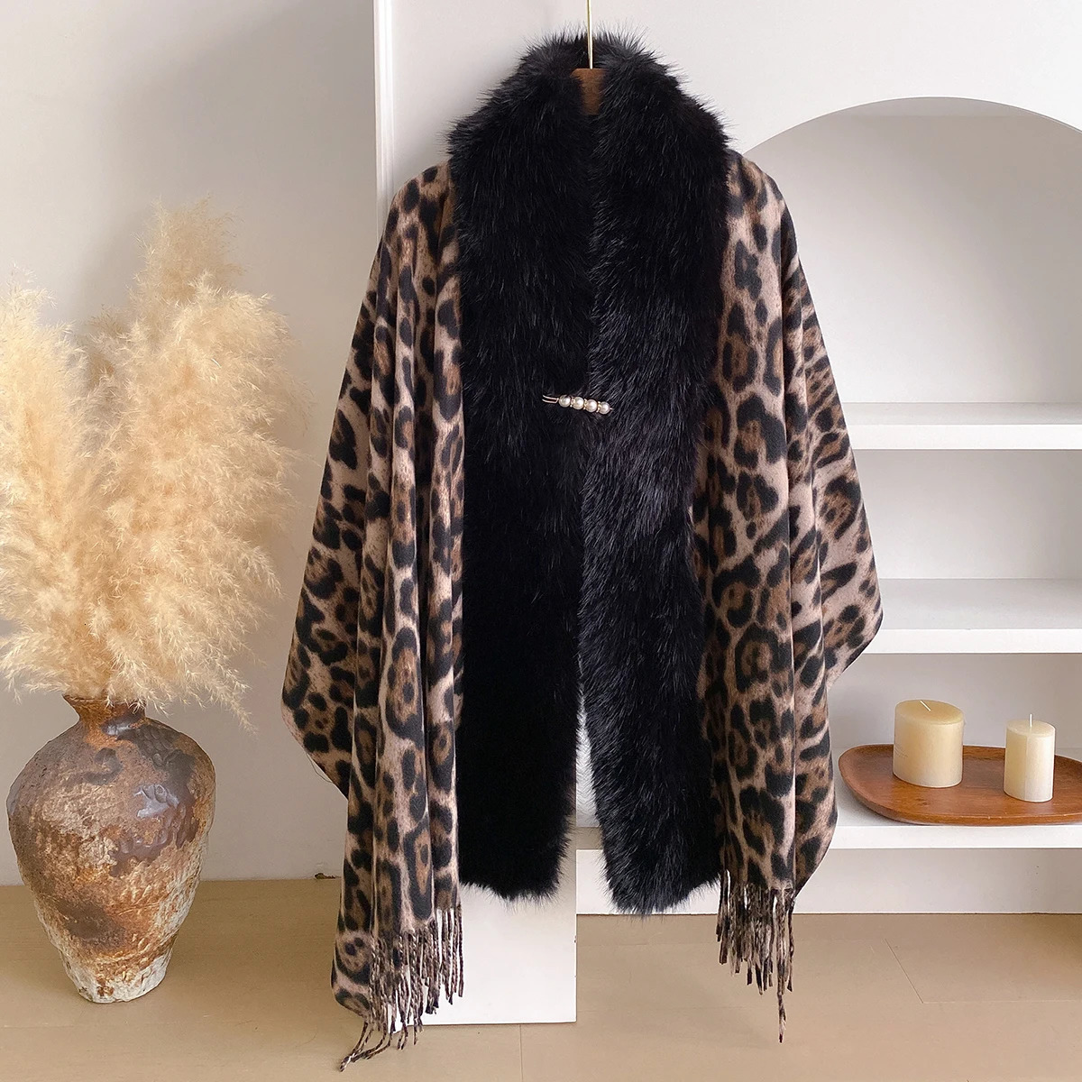 Fashion Soft Faux Rex Rabbit Fur Coat Shawl Cape Hooded Jacquard Knit Blends Scrave Winter Loose Cloak Scraf Mother Gift 250928