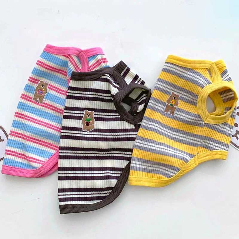 Cotton Rib Dog Shirt Sleeveless Stripe Vest for Small Dogs Teacup Chihuahua Yorkie Puppy Clothes Knitted Breathable Tank Tee X250928