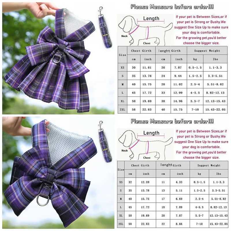 Dog Collar Skirt Bow Pet Harness With Breast Strap Traction Rope Dog Clothes For Small Dogs Cat Leash Princess Tutu Skirt Dress X250928