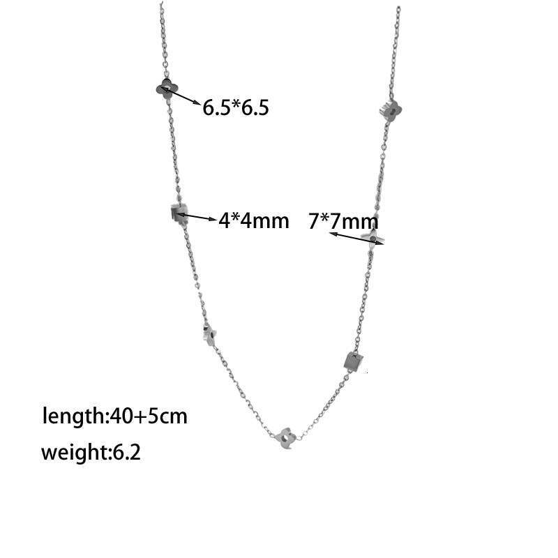 Gold-Tone Designer Bracelet High-End Geometric Small Square Flower Titanium Necklace for Women Fashion Internet Celebrity Four-Leaf Clover Clavicle Ch