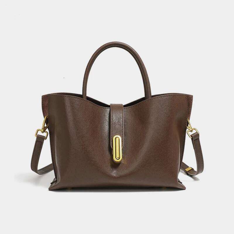 Hifashion Vintage Genuine Leather Tote For Women 2025 Designer Commuting Shoulder Bags Crossbody Ladies Handbags