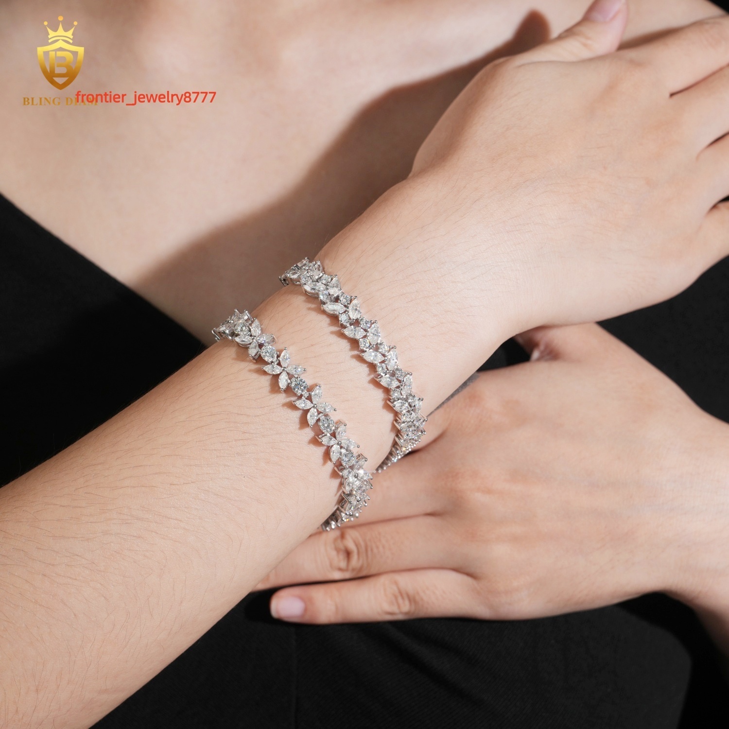New Fashion 925 Sterling Silver Fancy Shape Leaf Moissanite Diamond Tennis Bracelet for Women