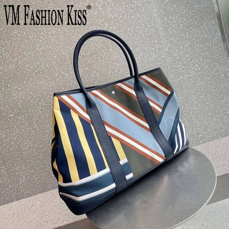 Women's Top Handle Linen Striped Canvas Large Capacity Ladies One Shoulder Underarm Bucket Bag Purses And Handbags Suotong0912 250912 Suotong2509