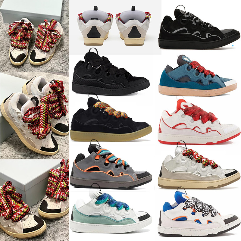 Luxury Leather Designer Sneaker Extraordinary Curb Casual Shoes Emed Mens Women Hightop Calfskin Rubber Nappa Platformsole Red Beige Shoe Trainers