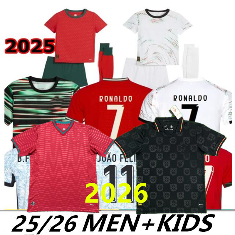 2025 Portugal soccer Jerseys RoNalDo Retro Long Sleeves Portuguese Jerseys JOAO FELIX RUBEN NEVES DIOGO PORTUGIESER Portugal football shirt Team Men Kids kit 2026
