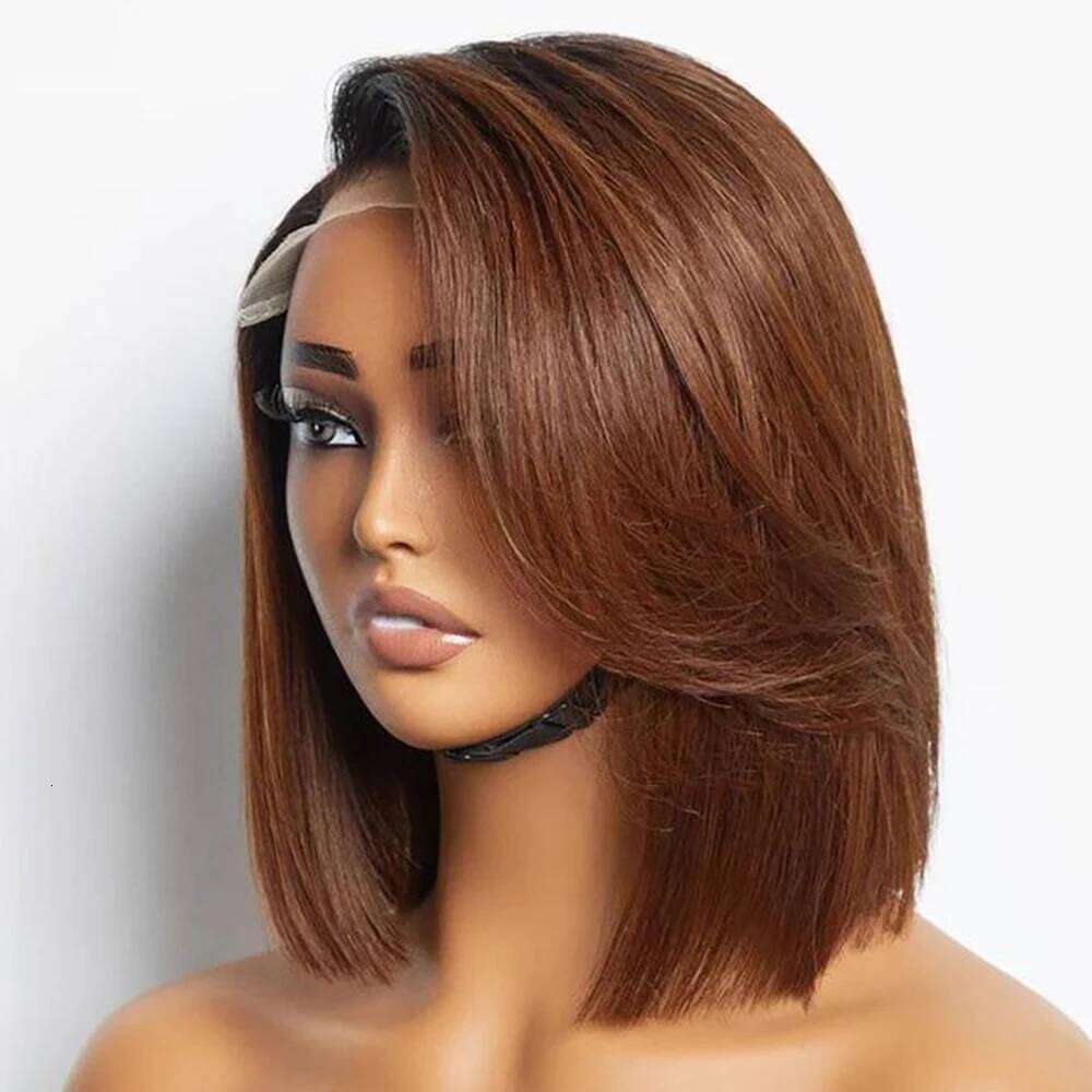 Brown Bob Wigs On Clearance Sale 13X4 Lace Front Human 180 Density Pre Plucked With Baby Hair Wig For Women Xiusiyuan2509