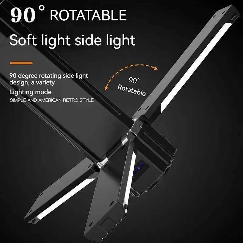 Powerful LED Camping Light USB Rechargeable 90 Foldable Portable Outdoor Tent Lamp with Magnetic Flashlight Emergency Work C250928