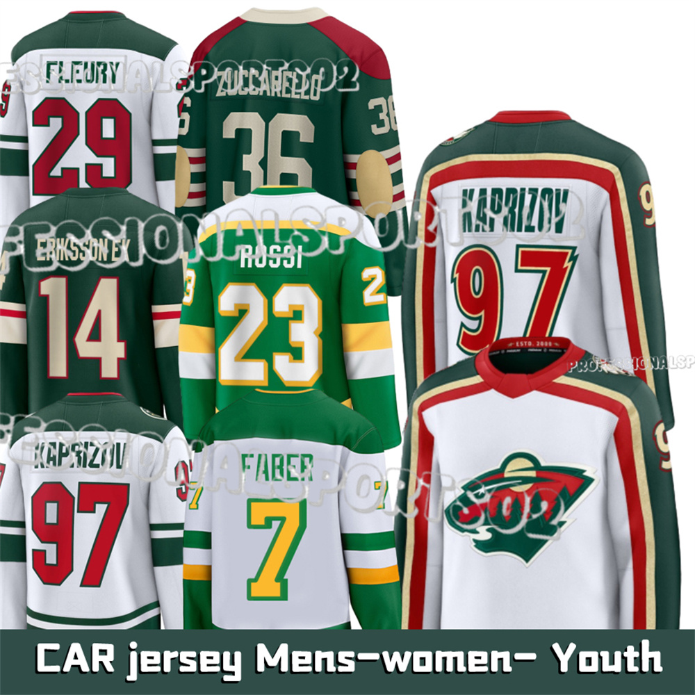 Minnesotaes Wild Hockey Jerseys #97 Kaprizov #12 Boldy #7 Faber A Mats Zuccarello Marco Rossi Joel Eriksson Ek Hockey Jerseys
