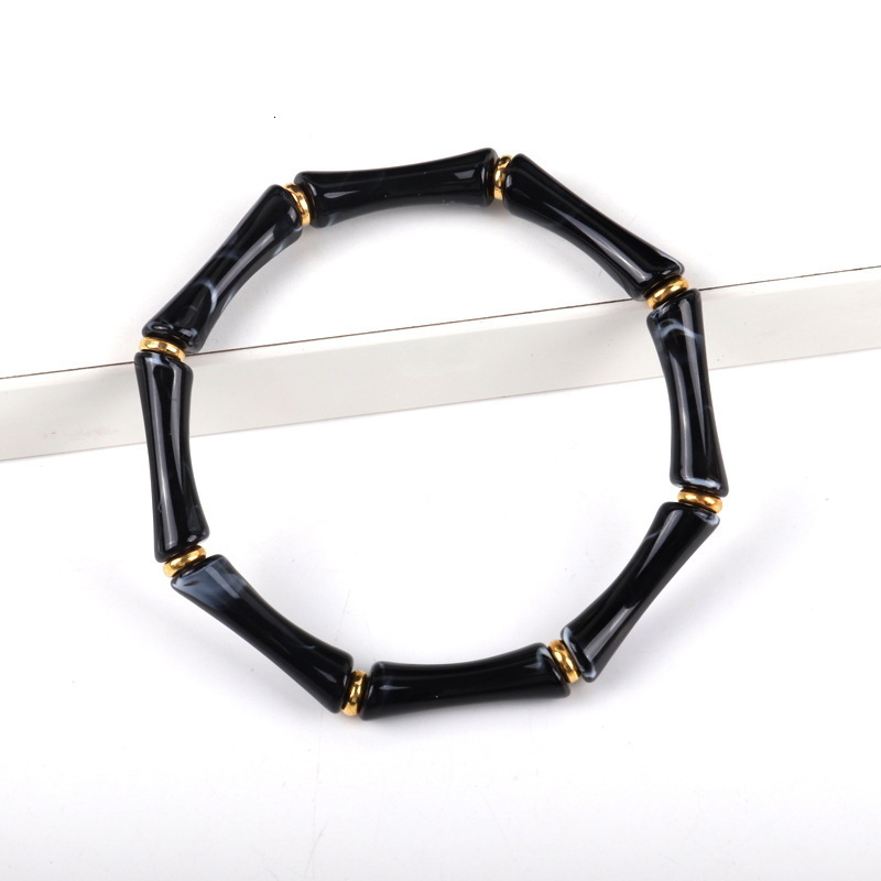 Supermodel Trend Bamboo Tube Bead Womens Fashion Colorful Bead Elastic Bracelet Acrylic Bracelet 250418