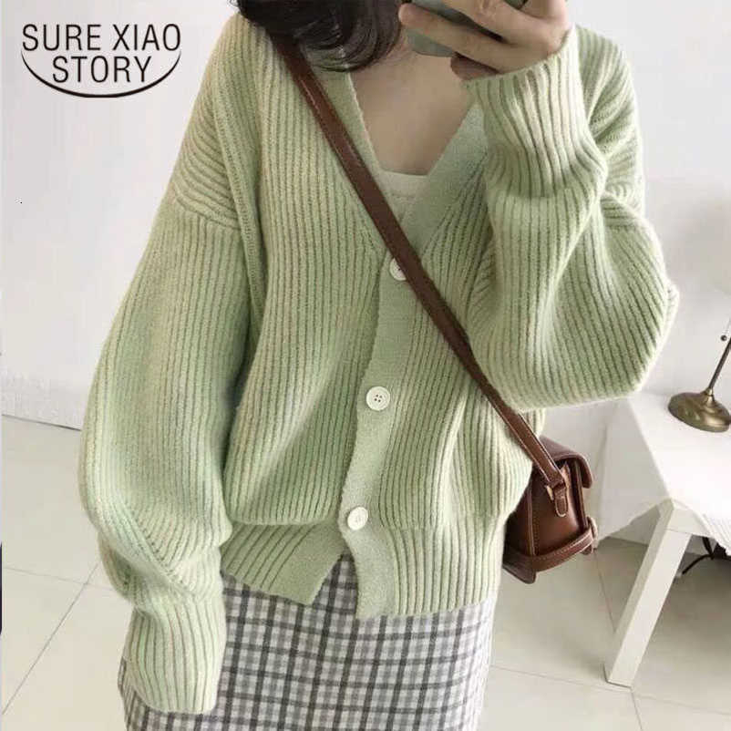 Women Long Sleeve Knitted Cardigan Autumn and Winter Plus Size Loose Solid Women's Sweater Single Breasted Female Cardigan 11636 210528wtt