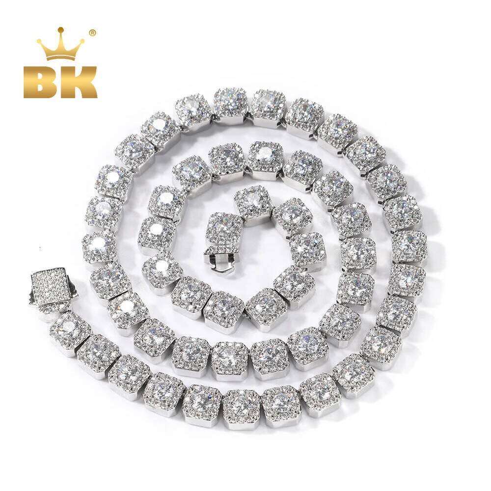 THE BLING KING 10mm Square Clustered Tennis Chain Men's Bracelet HipHop Link Iced Out Baguettecz Cubic Zirconia Rock Jewelry