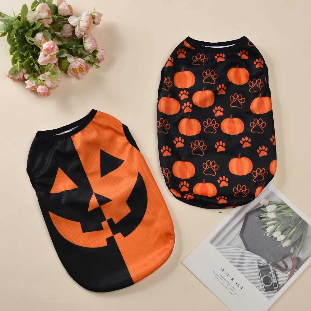 Dog Clothes For Small Medium Dogs Cats Halloween Pumpkin Paw Print Puppy Vest Coat Chihuahua Yorkies Costumes Pet Party Clothing X250928