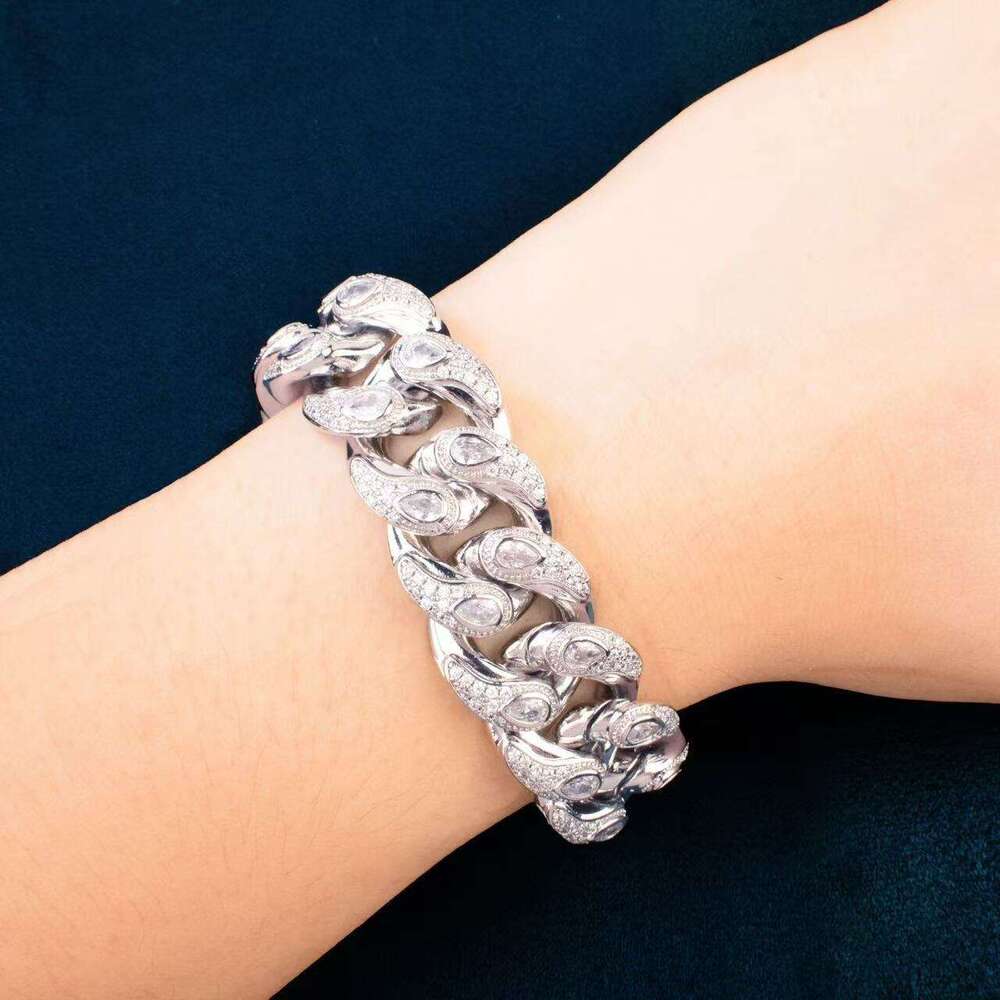 20mm designer jewelry moissanite chain cuban k High Quality VVS Moissanite Dia Chain Silver White Gold Plated Hip-hop chains for men necklace High qua