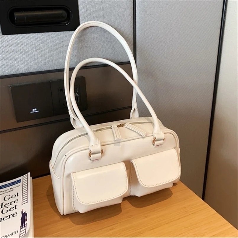 Retro Red Womens Satchel Hobo Bag Patent Leather Multi Pocket Handbag Female Shoulder Underarm Tote Purses 240820ZYl