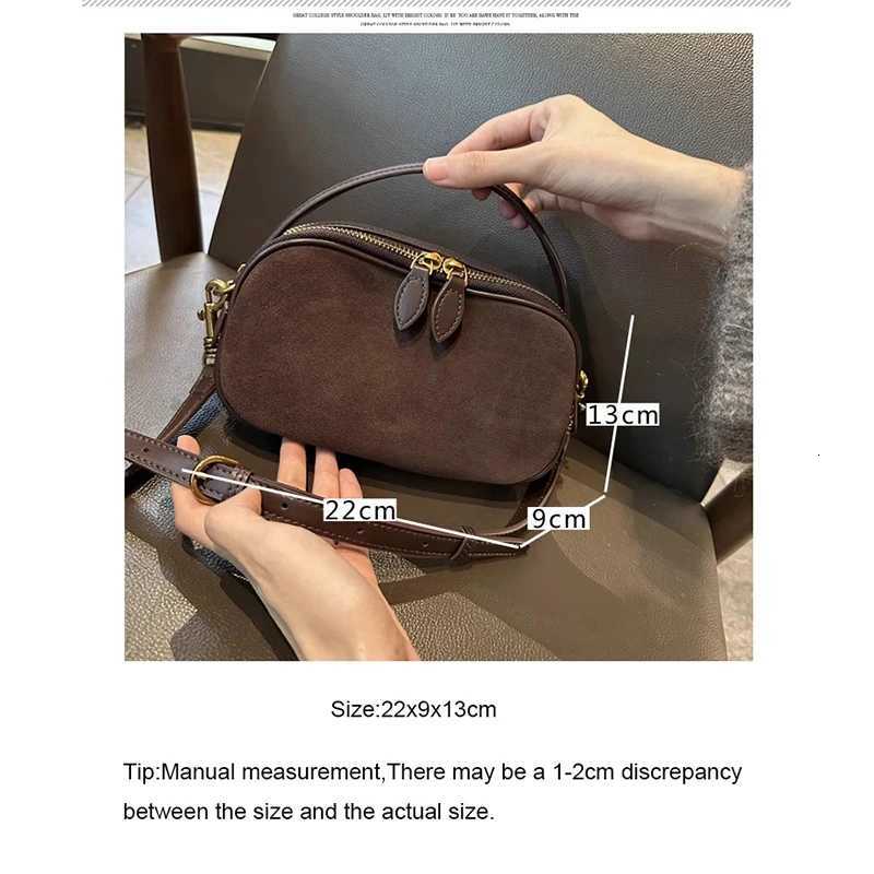 Autumn Winter Womens Cow Nubuck Leather Shoulder Bag Ladies Cowhide Handbag Female Luxury Design suede commuting Crossbody Bag Z250928