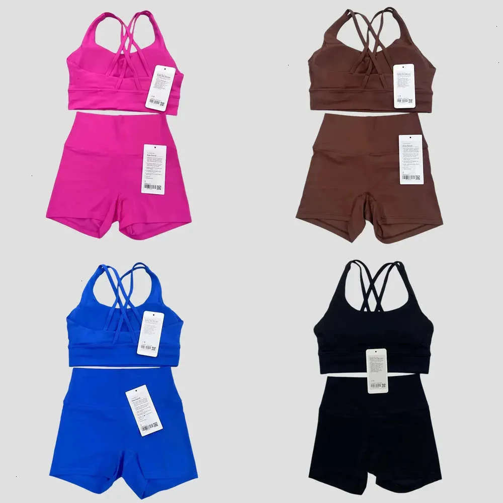 Women Two Pieces luluity lemonics Set Bra Sport Tank Top High Waist luluity lemonics leggings Shorts Tracksuits Active wear