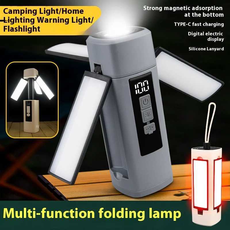 Foldable LED Table Lamp Rechargeable 1800mAh Portable Flashlight 7 Modes Emergency Telescopic Camping Magnetic Work Light C250928