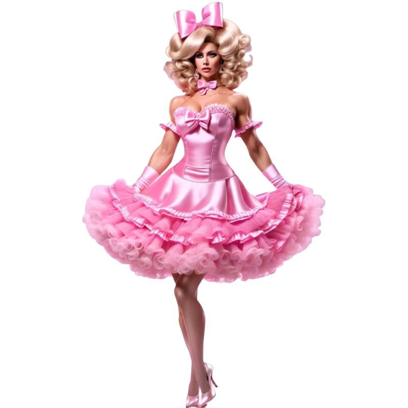 Ruffles Pink Short Prom Dresses Sweetheart Sleeveless Puffy Satin Ball Gown Lolita Cosplay Party Dress Customized Special Occasion Wear Homecoming