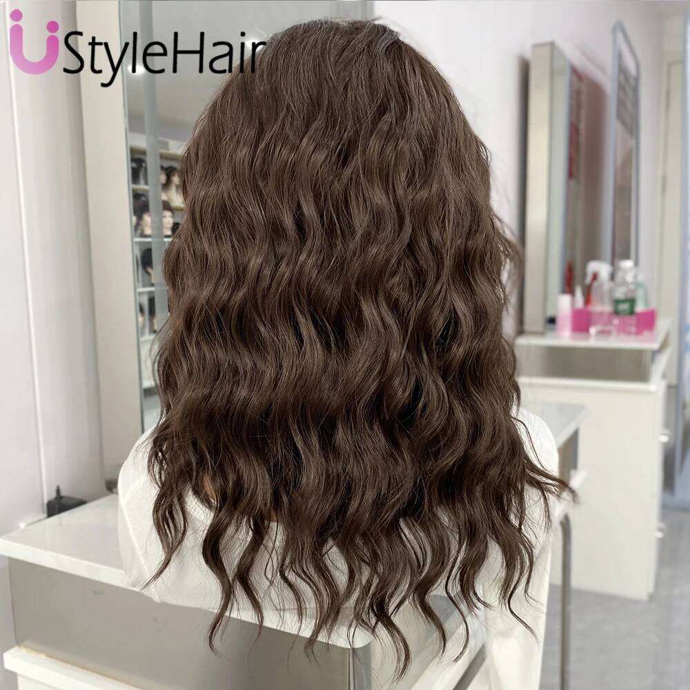 Ustylehair Brown Lace Front Natural Looking 12Inches Short Wave Heat Resistant Synthetic Hair Daily Use Cosplay Wig Xiusiyuan2509