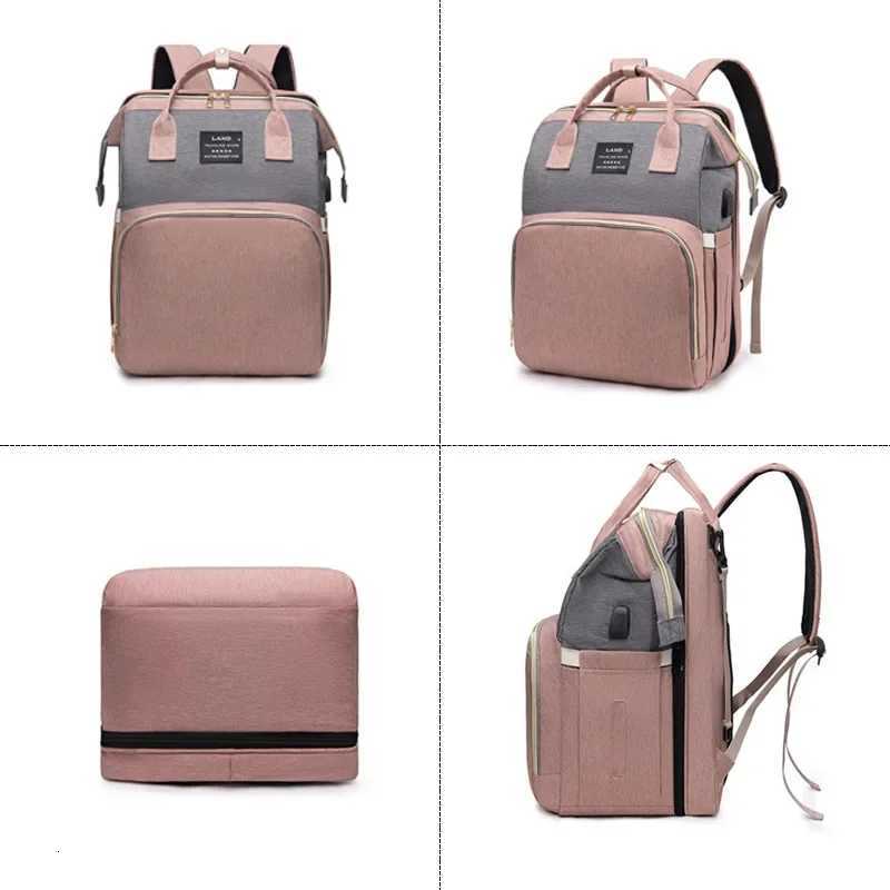 Multifunctional Mother and Baby Bag Mom Bag Bottle Backpack 2024 New Folding Sleeping Changing Bag Diaper BackpackXJ250928