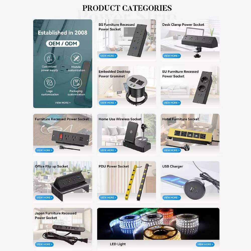 Side Power Strip With Spaced Splitter 3 AC Multi Plug 5V 2.1A Compact Outlet Extender Socket-BAIYOU13