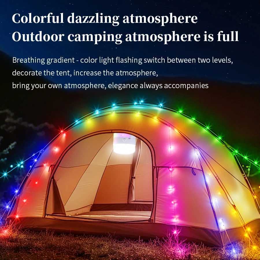 USB Rechargeable Camping String Light 2in1 Outdoor Waterproof Portable String Light with Lighting Mode Hiking Camping Light C250928