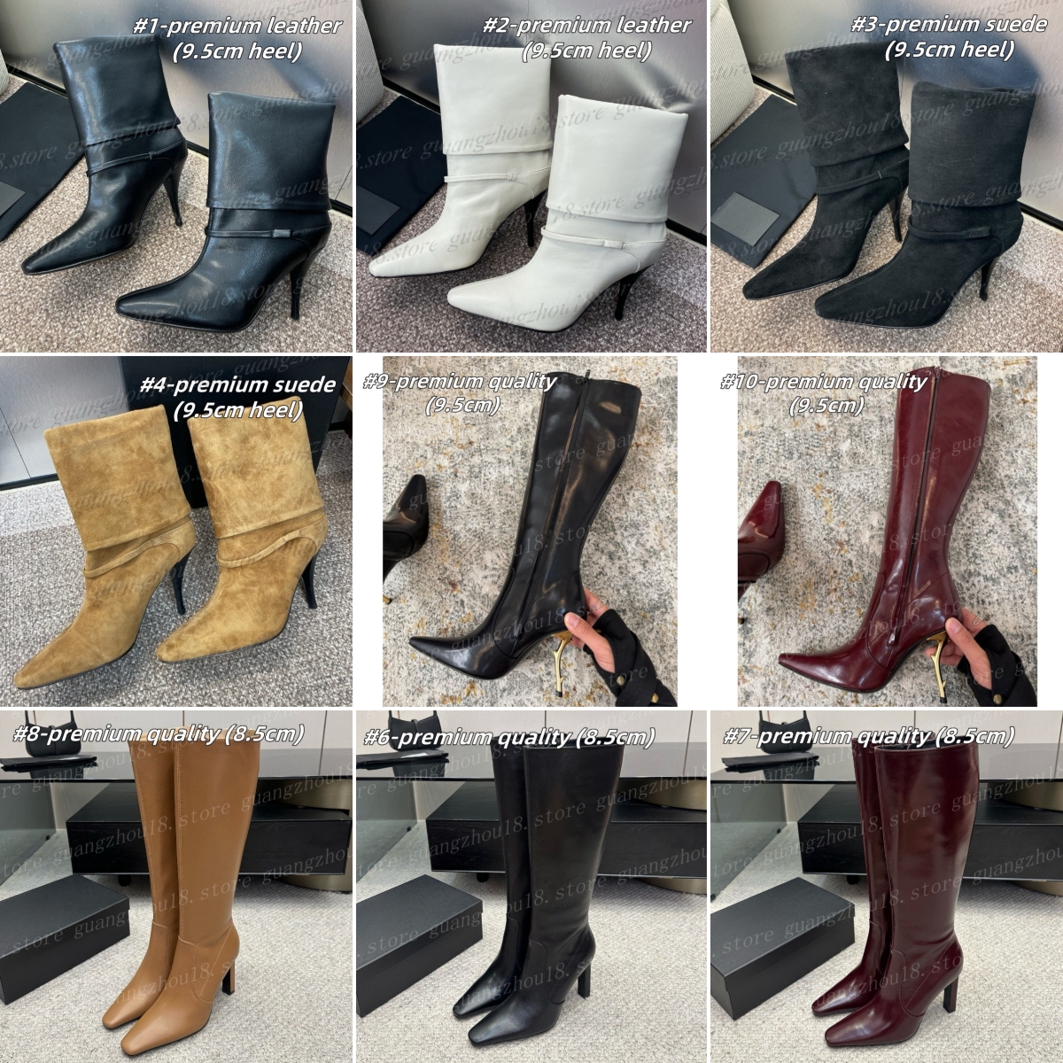 10A Premium Designer Short Boots Pointed High Heels Women's Winter Sexy Boots Outdoor Warm Leather Shoes 32265