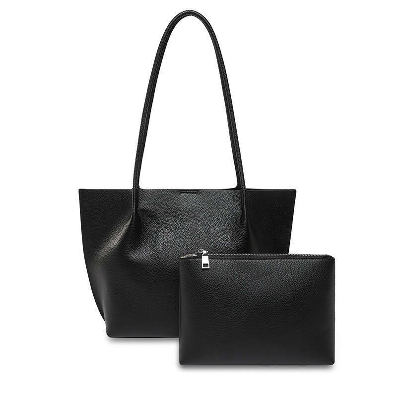 designer bag Luxury bag White Groove Genuine Leather Laptop Korean Fashion Casual Simple Tote New Versatile Women's Shoulder Bag