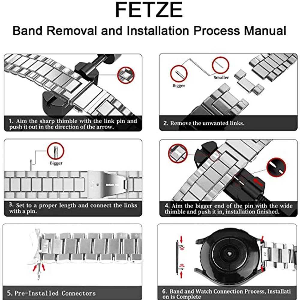 No Gaps Metal Strap for Samsung Galaxy Watch4 5 6 7 4044mm Classic 42434647mm Matt Band 20mm Stainless Steel Link Bracelet W250928