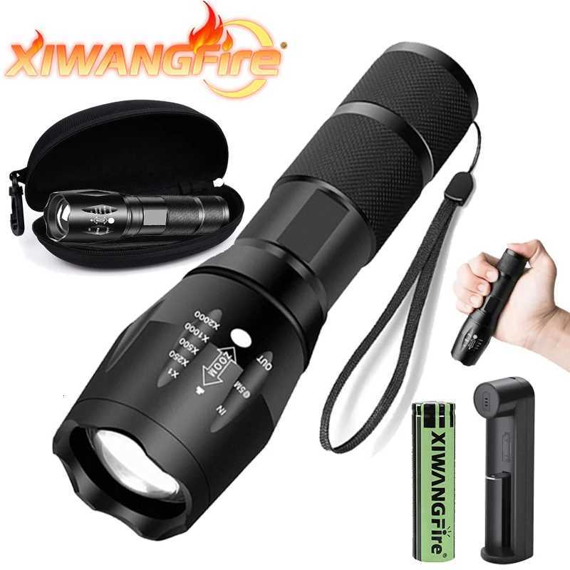 High Power Led Flashlight Camping Torch 5 Lighting Modes Aluminum Alloy Zoomable Light Waterproof External 18650 Battery Lantern D250928