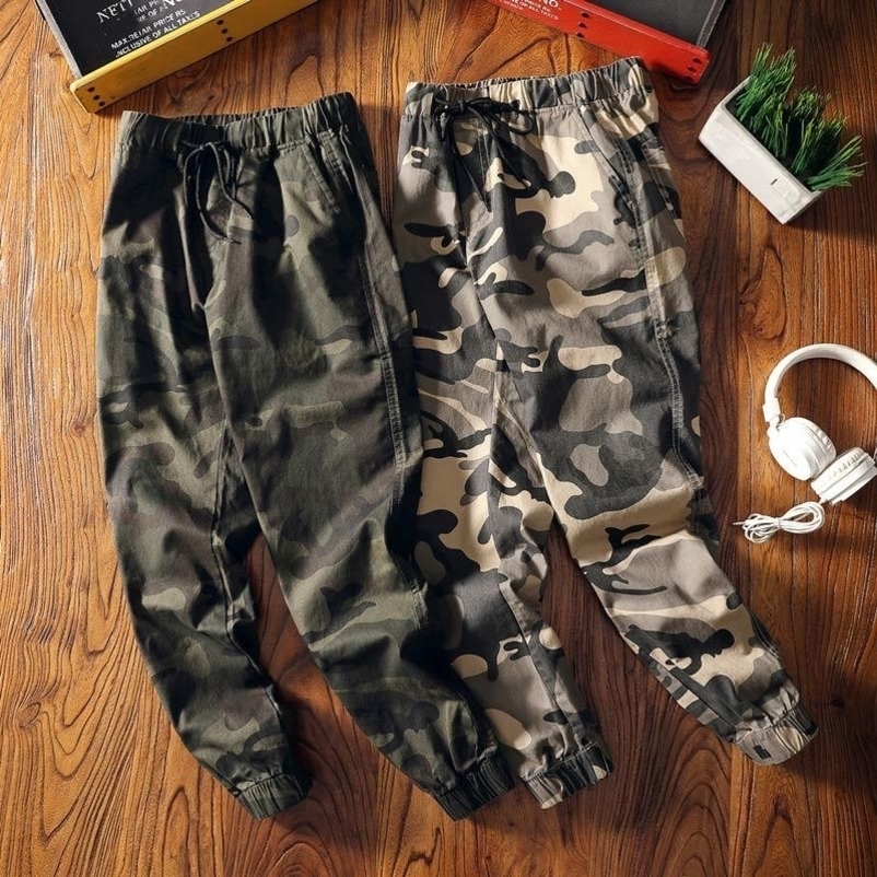 Camo Harem Joggers Cargo Trousers For Women High Waist Camouflage Ankel-length Loose Pants Women Autumn Spring Clothes Lady 201111