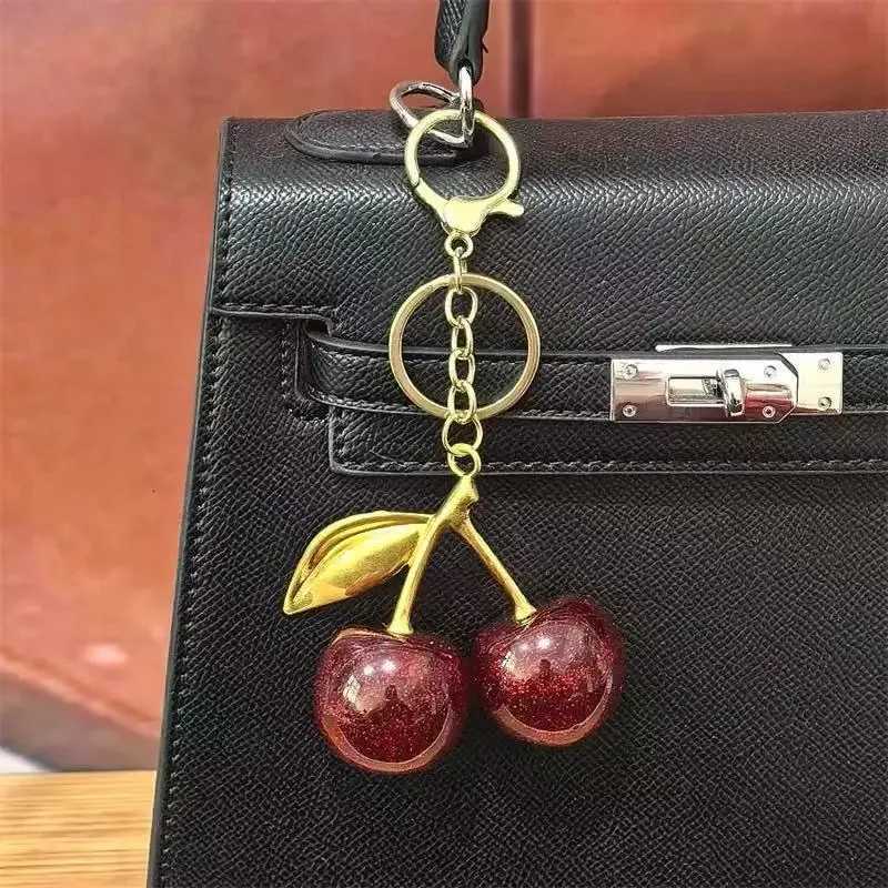 Luxury 2 PCS Elegant Cherry Key Chain for Ladies Sturdy and Durable Alloy Lobster Clasp Versatile and Stylish Bag Pendant Y250928