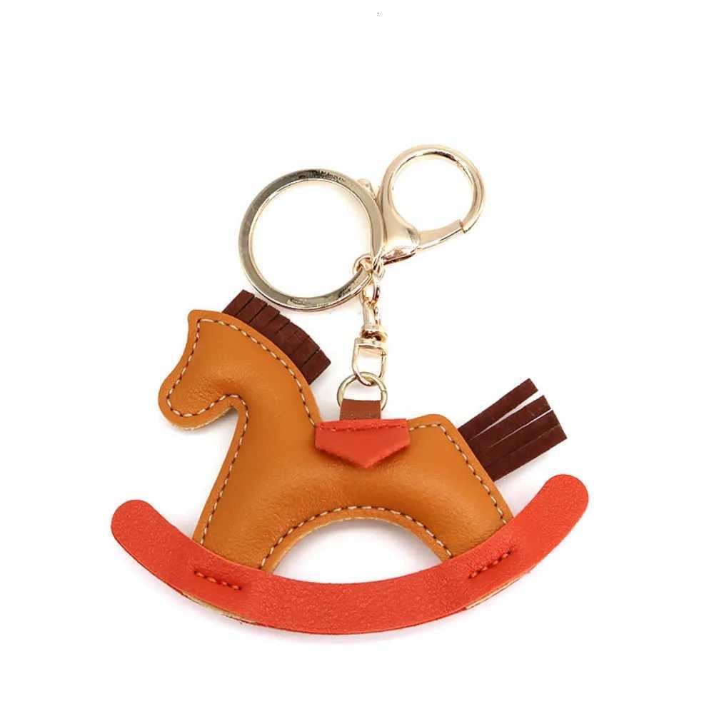 Luxury Cartoon Horse Bag Pendant Creative PU Keychain Pendant Keyring Leather Creative Cotton Pony Decorative Accessories Ornament Y250928ej