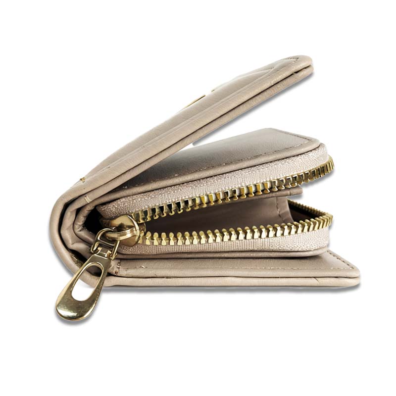 Wallets Women's Fashion Multi - Card Wallet, Beige PU Leather Small Wallet with Buckle, Easy Storage & Stylish Design for Daily Use 076