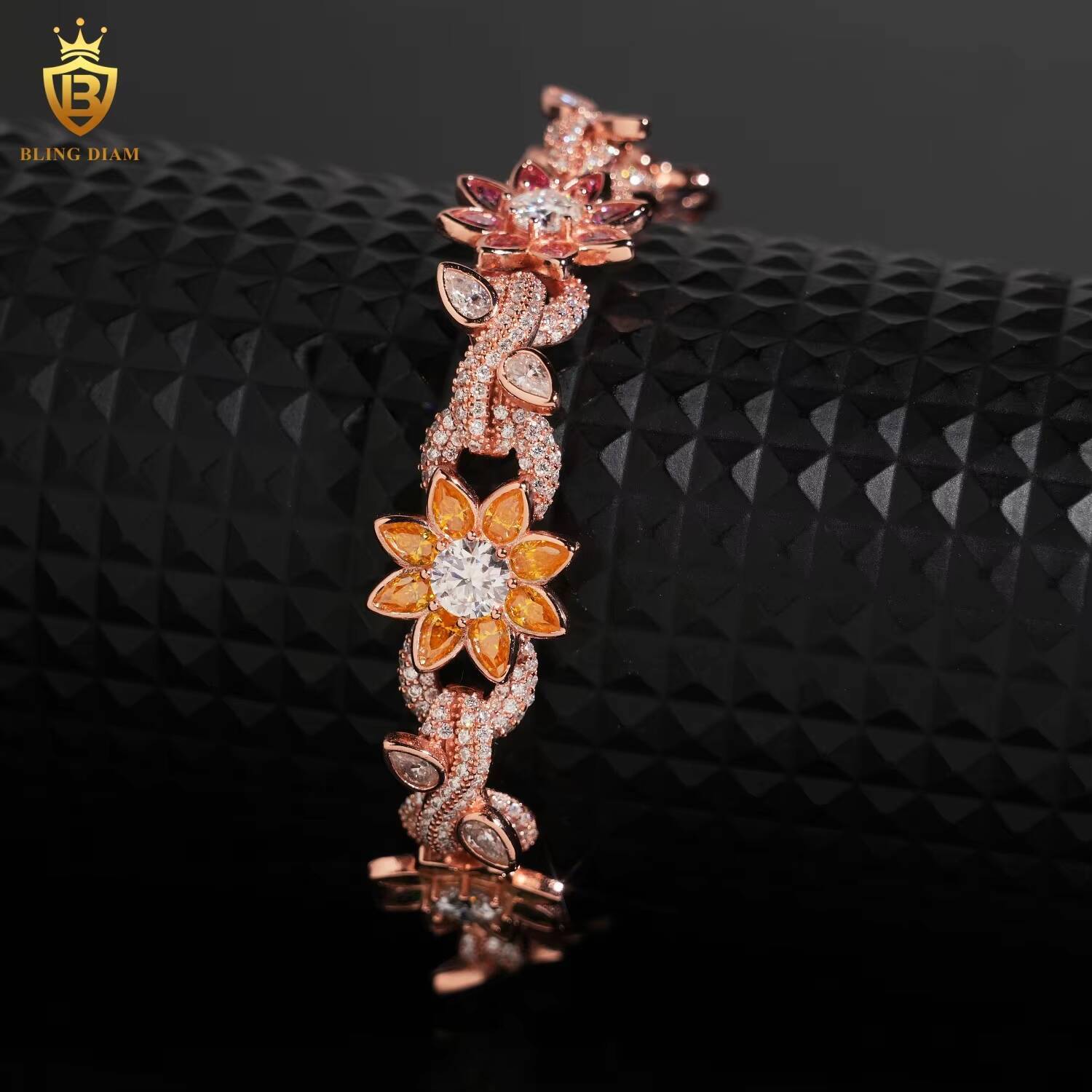 Silver 925 Gold Plated Pass Diamond Tester Hip Hop Jewelry Custom Colored Moissanite Cuban Link Chain Bracelet Men Jewelry