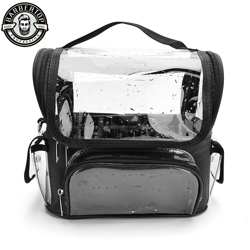 Barber Makeup Bag Salon Makeup Tool Backpack Hair Compression Portable Storage Box Transparent Waterproof Travel Handbag 240704bj