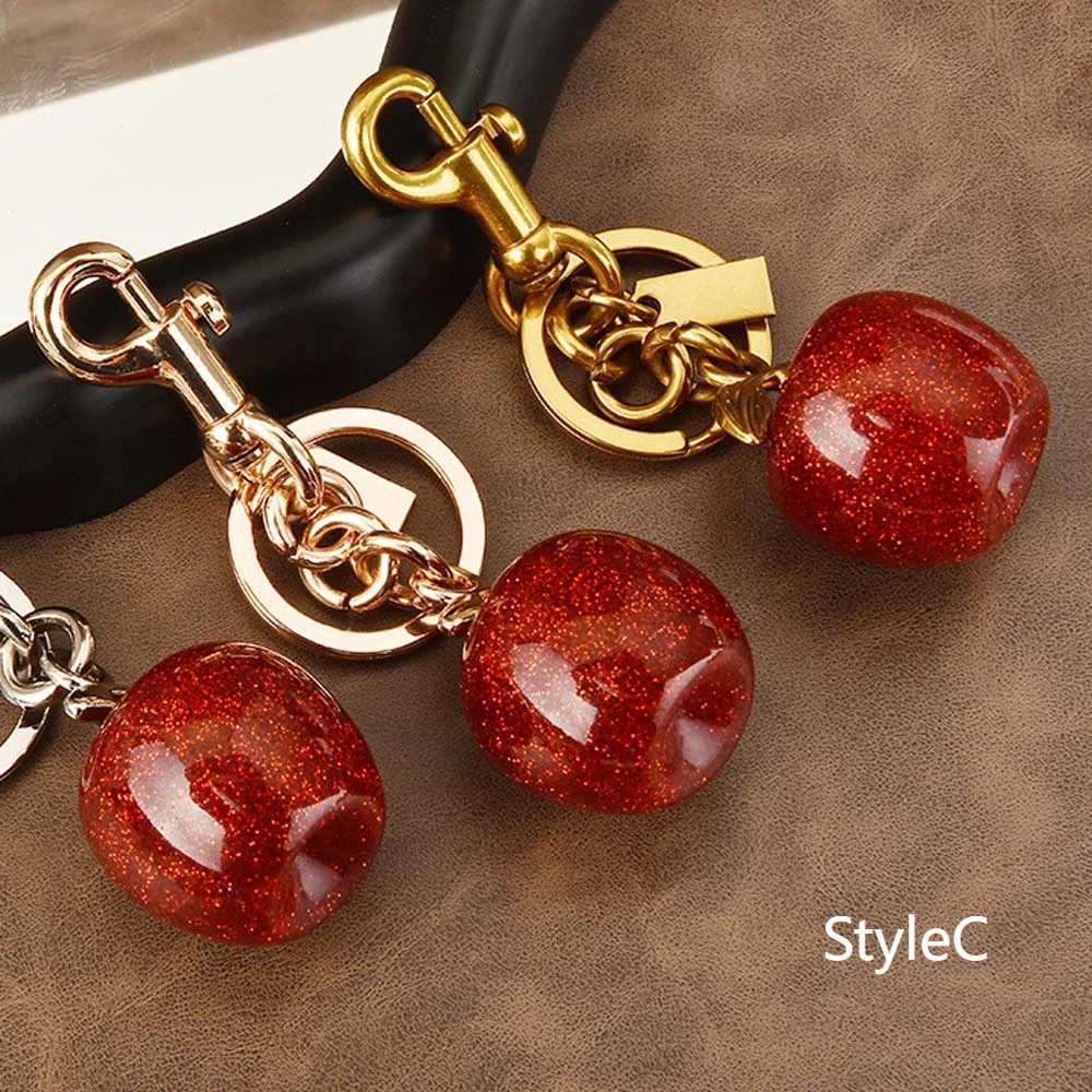 Luxury Ornaments Cherry Keychain 3D Crafts Key Decoration Crystal Cherry Pendant Handbag Jewelry Bag Accessories Car Keyring Hanging Y250929as
