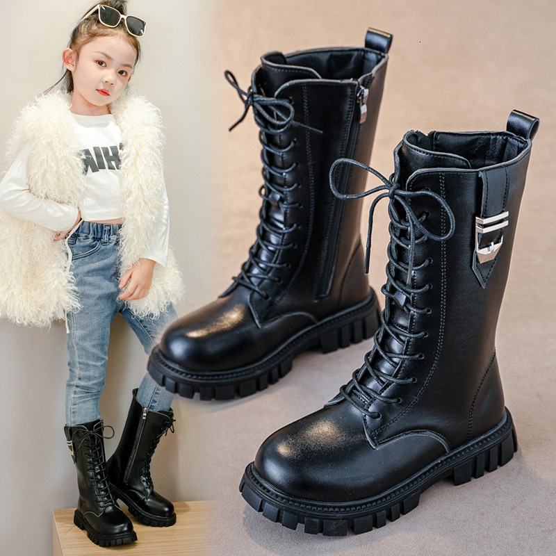 Autumn and winter new children's Martin boots girls' long boots Korean version British princess boots girls' fashion trend long boots d