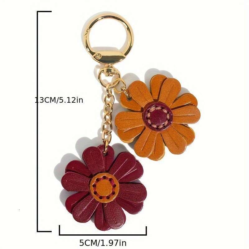 Creative Little Daisy Bag Hanging Sunflower Leather Car Key Decoration Keychain Cute Style