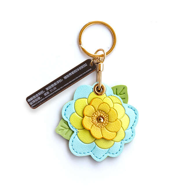 Creative Camellia Access Keychain Accessories Protective Cover Scratch-resistant Durable Leather Card Holder Bag Pendant