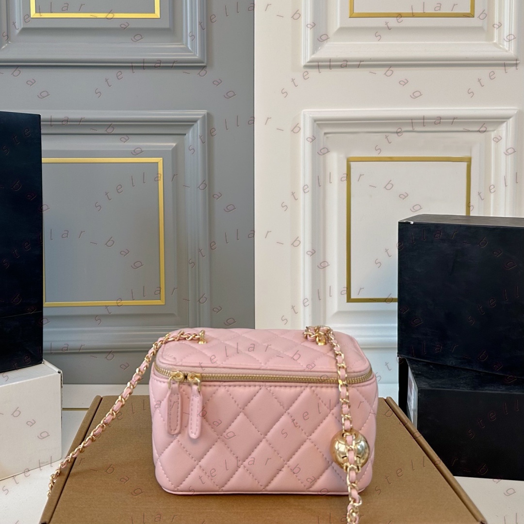 Designer bag, mini cosmetic bag, waist bag-style shoulder bag, wallet, box bag, golden chain golden ball