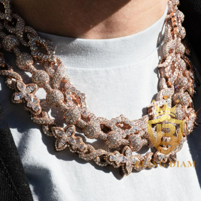 New Arrival Hip Hop Jewelry VVS Moissanite Cuban Link Chain Cross Design Moissanite Ice Out Cuban Chain Pass Diamond test