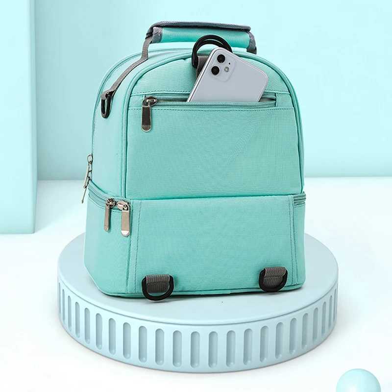 Fashion Insulation Double Layer Pack Solid Color Large Capaci Mommy Bag Cool Travel Picnic Portable Food Handbag Baby BagsXJ250928