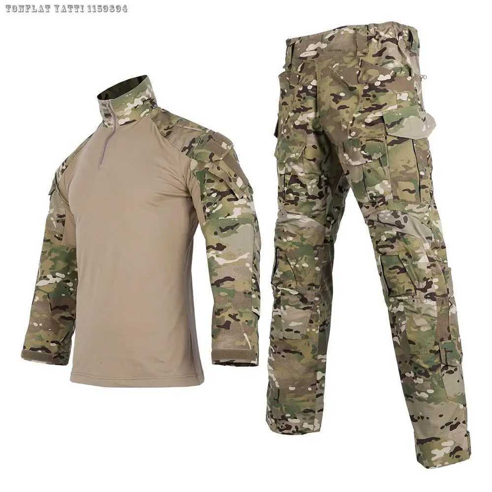 Camo Uniform Tactical Jackes Shirts Pants Combat Knee Pads Airsoft Paintball Men Clothing JACKET Man Hunting Clothes W250928