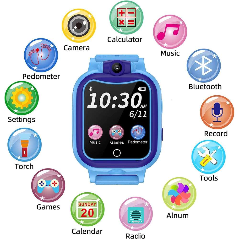 GYET Kids Smart 310 YearTouchscreen Children Digital Watch with Camera Mp3 Pedometer Games Boys Watches Toys Christmas Birthday Gifts Blue C251023